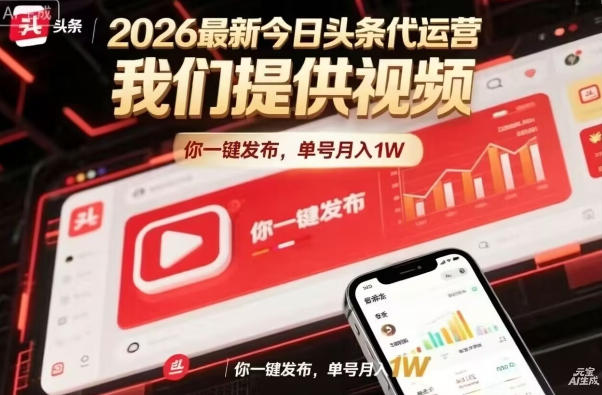 今日头条躺賺模式，你9我1，操作简单，一键发布，单机日入数百，长期合作【揭秘】-网创百晓生