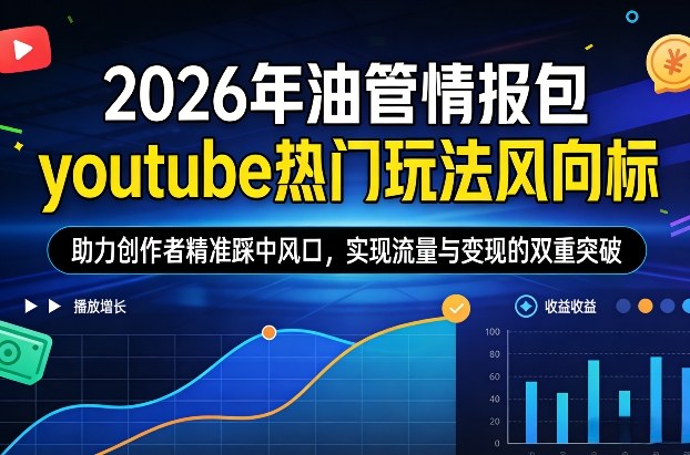 2026年油管情报包，youtube热门玩法风向标，助力创作者精准踩中风口，实现流量与变现的双重突破（更新0330）-网创百晓生