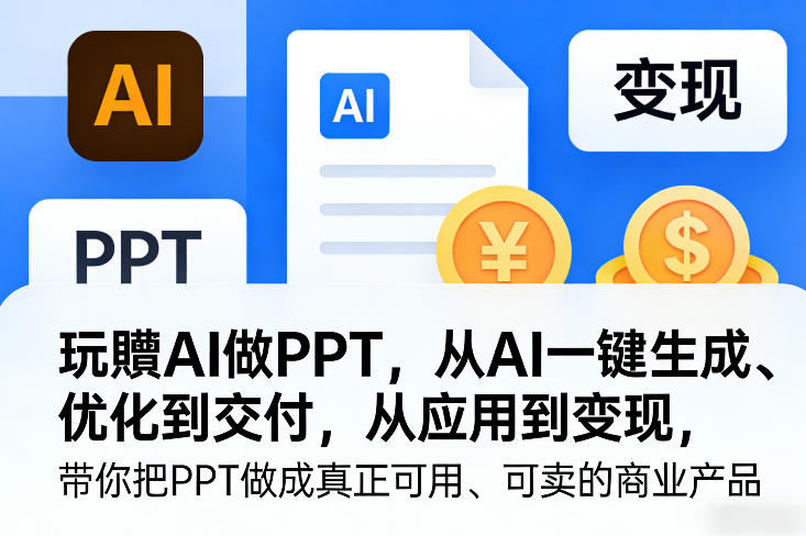 玩賺AI做PPT，从AI一键生成、优化到交付，从应用到变现，带你把PPT做成真正可用、可卖的商业产品（更新0401）-网创百晓生