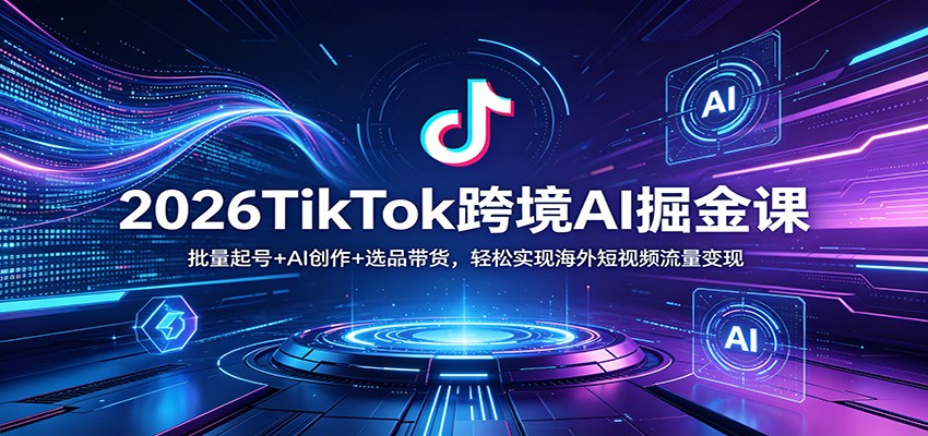 2026TikTok跨境AI掘金课：批量起号+AI创作+选品带货，轻松实现海外短视频流量变现-网创百晓生