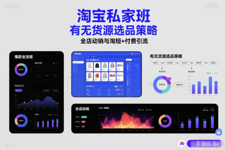 淘宝私家班，有无货源选品策略，高成功率爆款全流程打法，全店动销与淘短+付费引流（更新2026年4月9日）-网创百晓生