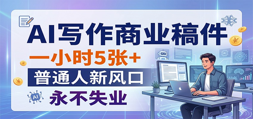 AI写作商业稿件，一小时5张+，普通人新风口，永不失业-网创百晓生
