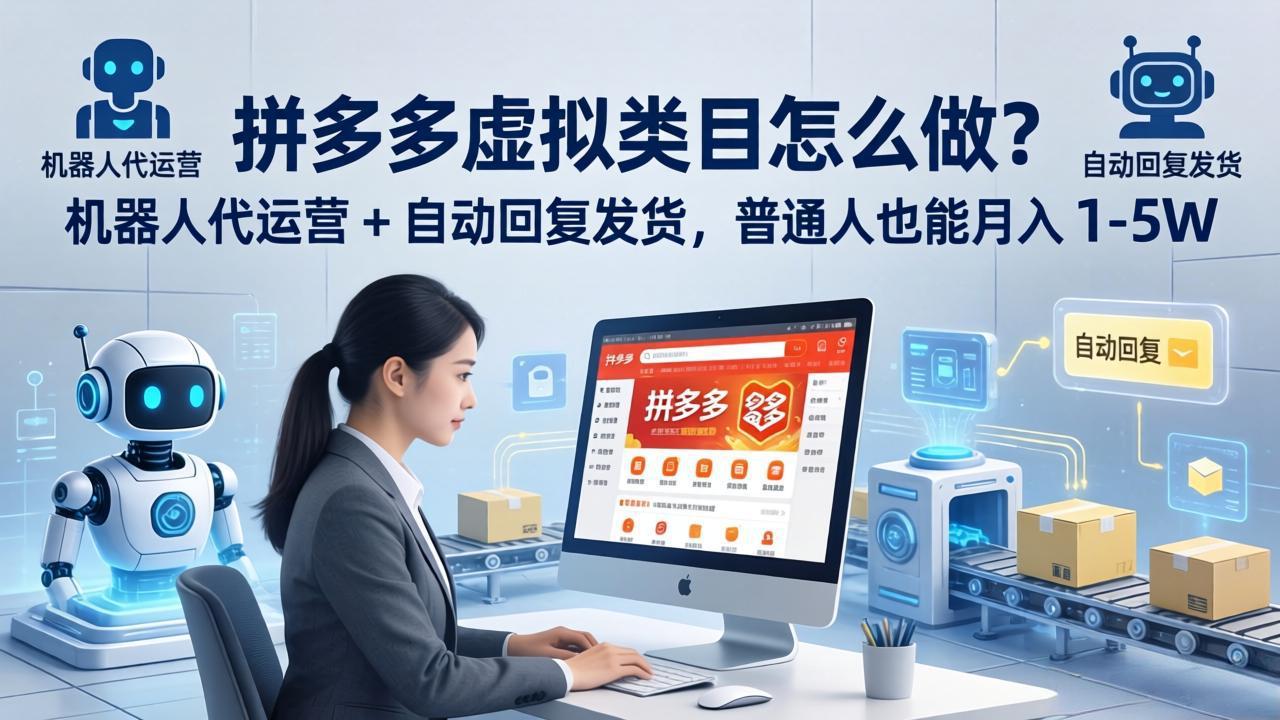 拼多多虚拟类目怎么做？机器人代运营 + 自动回复发货，普通人也能月入 1-5W-网创百晓生