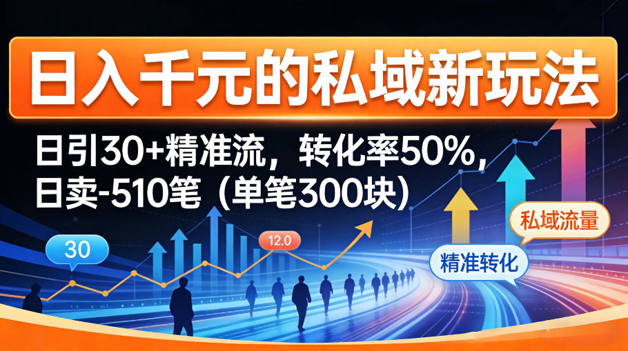 日入千米的私域新玩法：日引30＋精准流，转化率50%，日卖5-10笔（单笔300米）-网创百晓生