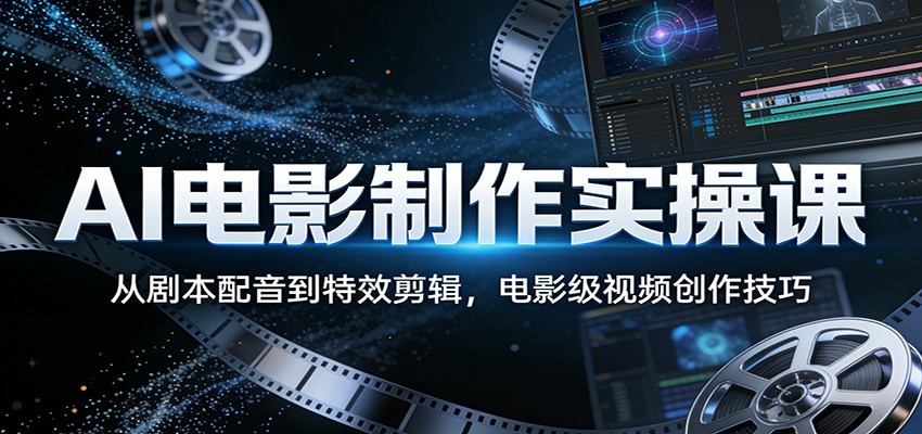 AI电影制作实操课：从剧本配音到特效剪辑，电影级视频创作技巧-网创百晓生