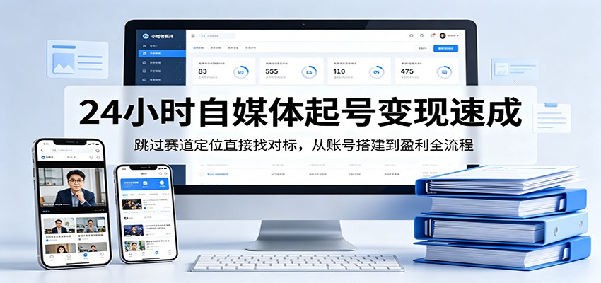 24小时自媒体起号变现速成，跳过赛道定位直接找对标，从账号搭建到盈利全流程-网创百晓生