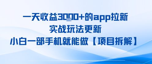 一天收益1k+的app拉新，实战玩法更新，小白一部手机就能做【项目拆解】
