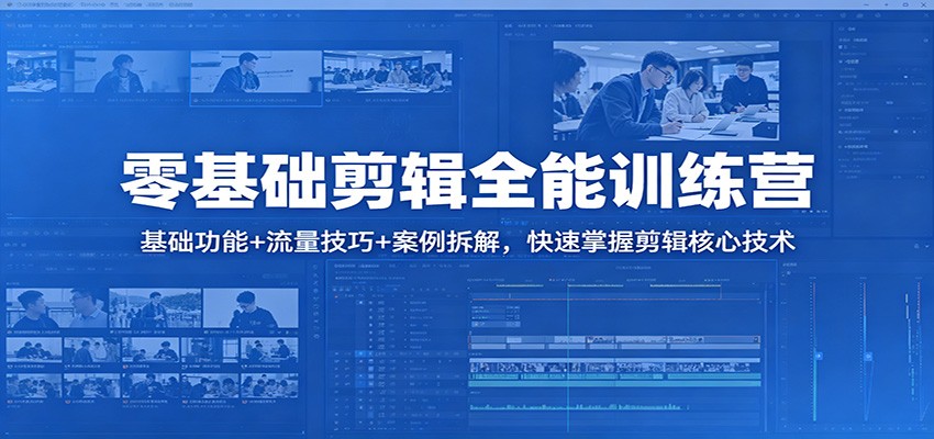 零基础剪辑全能训练营：基础功能+流量技巧+案例拆解，快速掌握剪辑核心技术-网创百晓生
