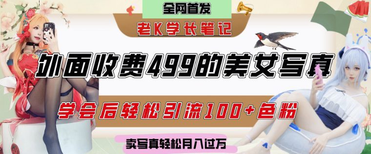 外面收费499的美女写真制作技术，学会后轻松引流S粉变现，日引100+S粉，轻松月入过W