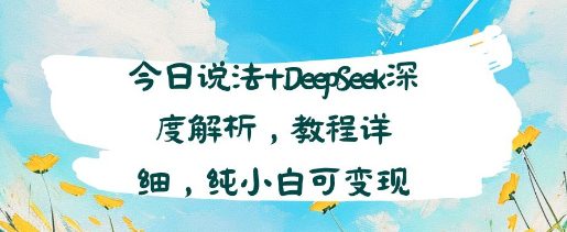 今日说法+DeepSeek深度解析，教程详细，纯小白可变现