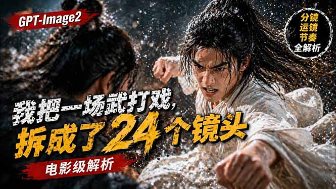 用GPT-Image2，把一段武打对决拆成24个连续镜头，从人物建立、动作衔接、运镜节奏，到情绪爆发-网创百晓生