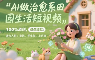 AI做治愈系田园生活短视频，100%原创，条条爆款，无脑矩阵， 适合小白