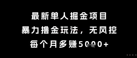 最新单人掘金项目，暴力撸金玩法，无风控，每个月多挣5k+【揭秘】