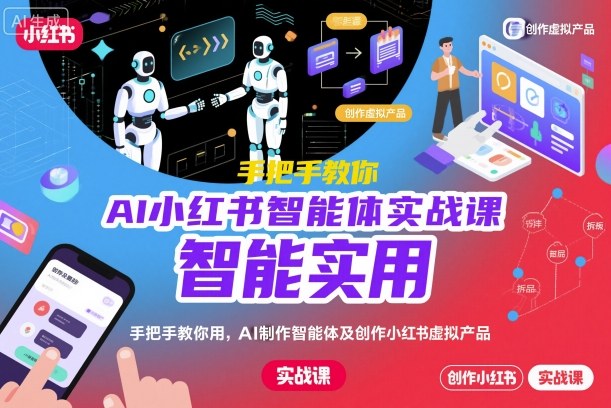 AI小红书智能体实战课，手把手教你用AI制作智能体及创作小红书虚拟产品，提效+内容商业化-网创百晓生