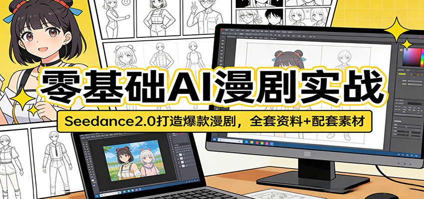 零基础AI漫剧实战：Seedance2.0打造爆款漫剧，全套资料+配套素材-网创百晓生