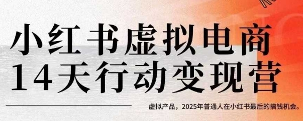 小红书虚拟电商14天变现训练营，虚拟产品，2025年普通人在小红书最后的搞钱机会（更新）-网创百晓生