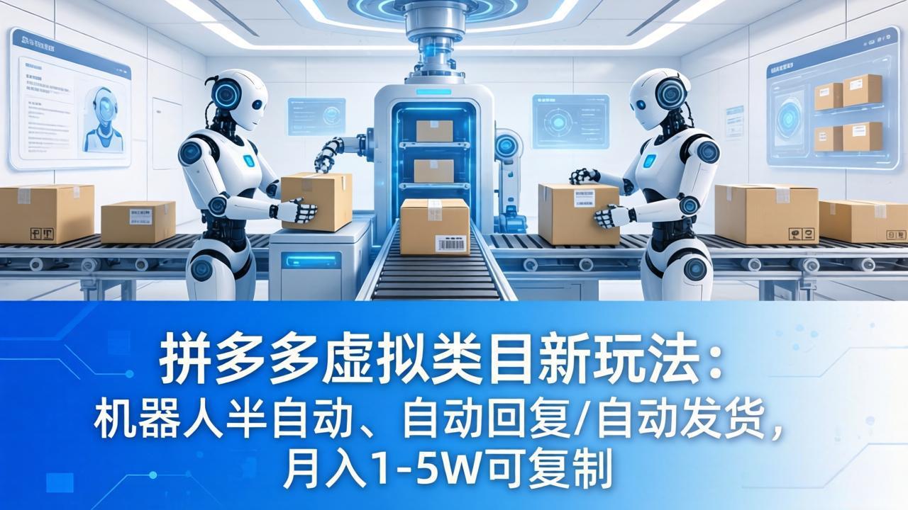 拼多多虚拟类目新玩法：机器人半自动、自动回复 /自动发货，月入 1-5W 可复制-网创百晓生