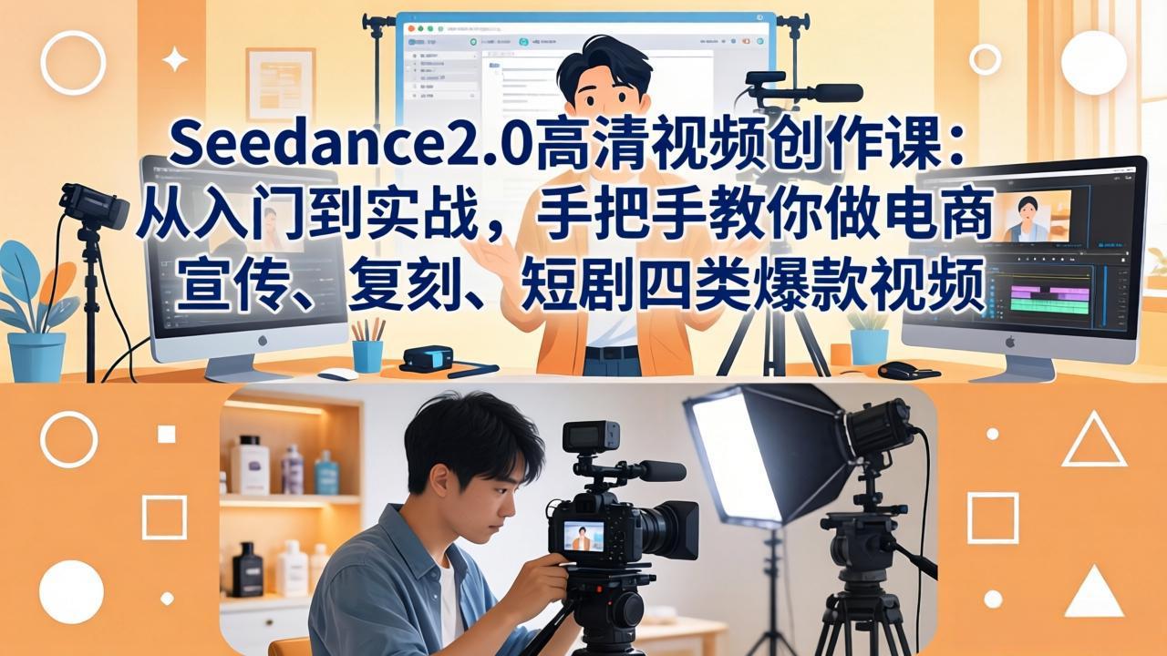 Seedance2.0高清视频创作课：从入门到实战，手把手教你做电商、宣传、复刻、短剧四类爆款视频-网创百晓生