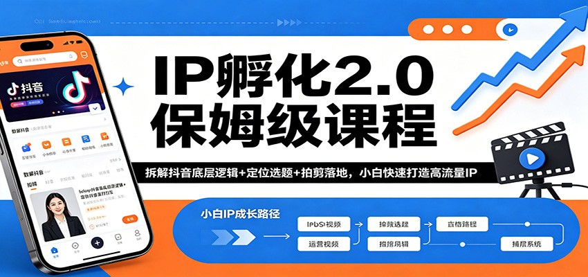 IP孵化2.0保姆级课程：拆解抖音底层逻辑+定位选题+拍剪落地，小白快速打造高流量IP-网创百晓生
