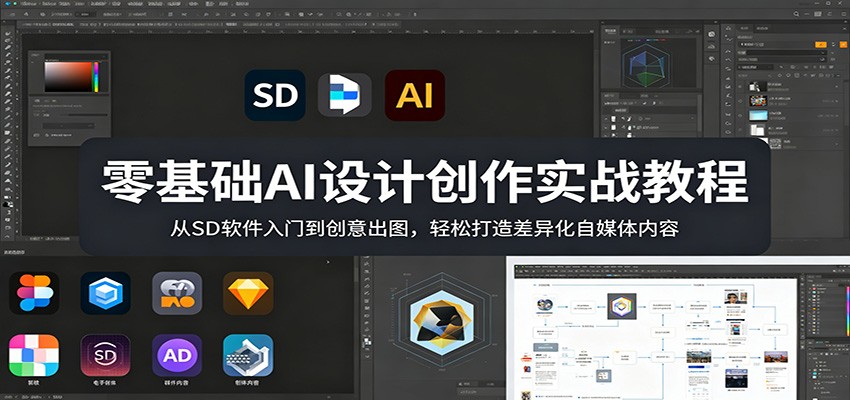 零基础AI设计创作实战教程：从SD软件入门到创意出图，轻松打造差异化自媒体内容-网创百晓生