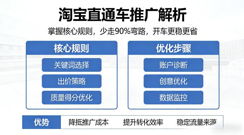 淘宝直通车推广解析，掌握核心规则，少走90%弯路，开车更稳更省-网创百晓生