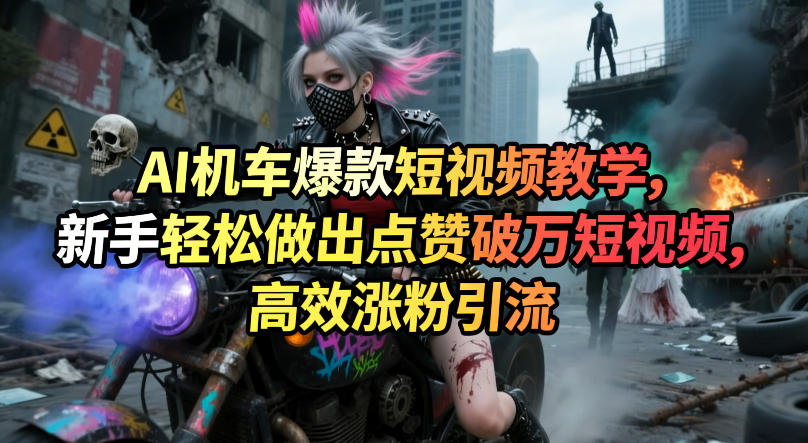 AI机车爆款短视频教学，新手轻松做出点赞破万短视频，高效涨粉引流-网创百晓生