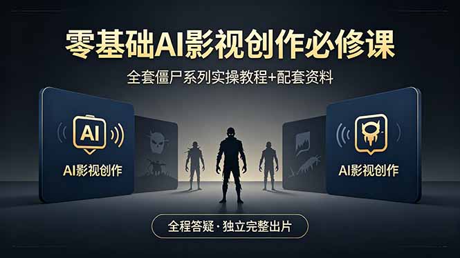 零基础AI影视创作必修课，全套僵尸系列实操教程加配套资料，全程答疑带你独立完整出片-网创百晓生