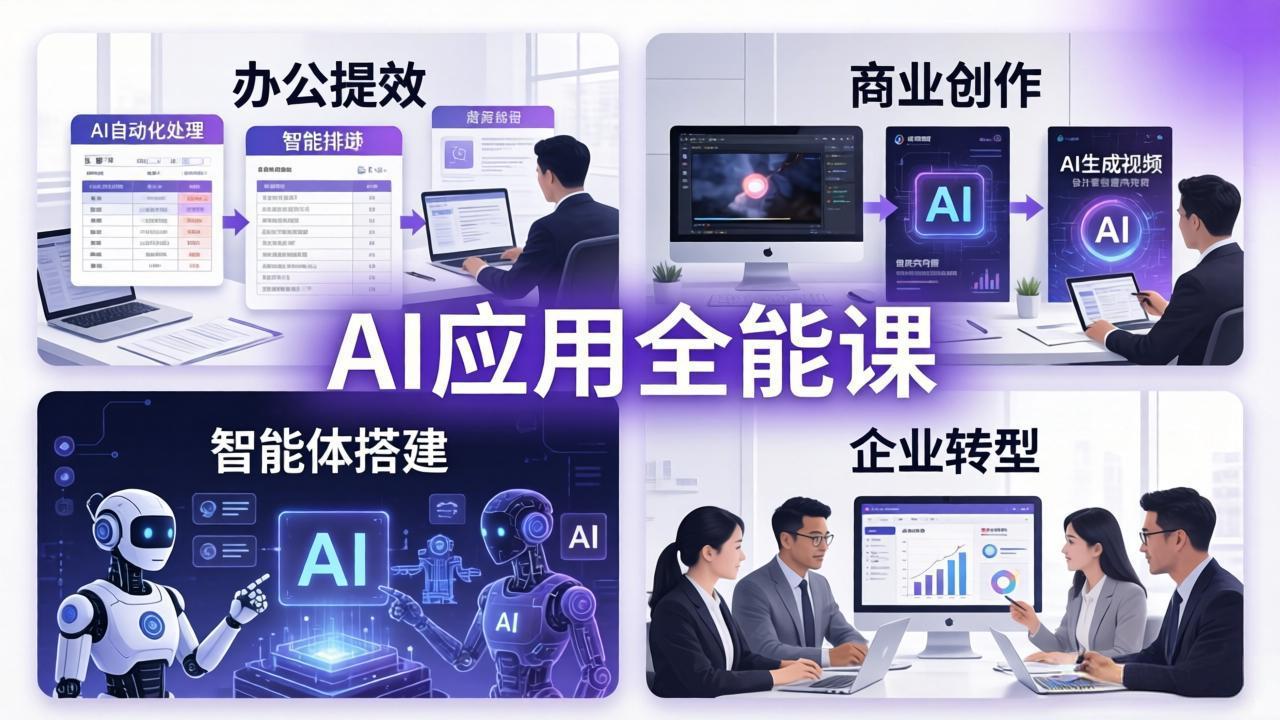 AIGC 应用全能课：办公提效、商业创作、智能体搭建、企业转型，一站式学会AI应用-网创百晓生