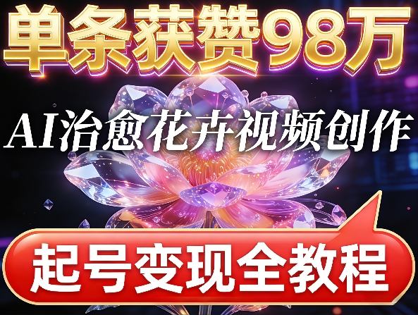 单条获赞98W，AI治愈花卉视频创作，起号变现全教程
