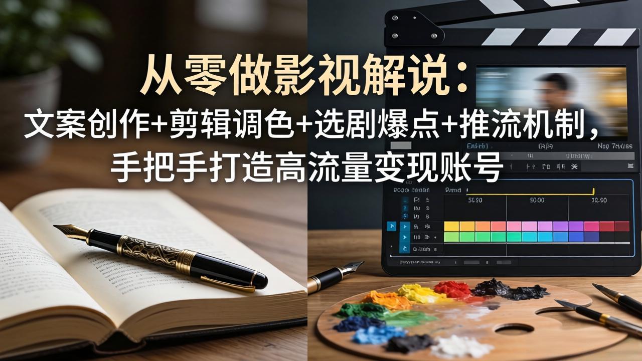 从零做影视解说：文案创作+剪辑调色+选剧爆点+推流机制，手把手打造高流量变现账号-网创百晓生