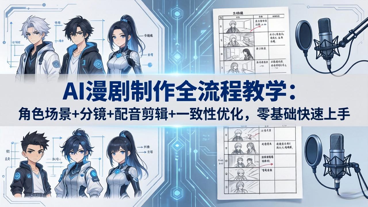 AI漫剧制作全流程教学：角色场景+分镜+配音剪辑+一致性优化，零基础快速上手-网创百晓生