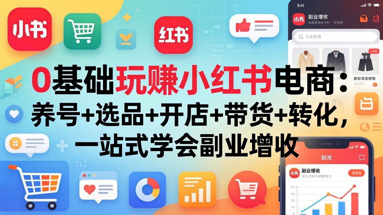 0基础玩赚小红书电商:养号+选品+开店+带货+转化,一站式学会副业增收-网创百晓生