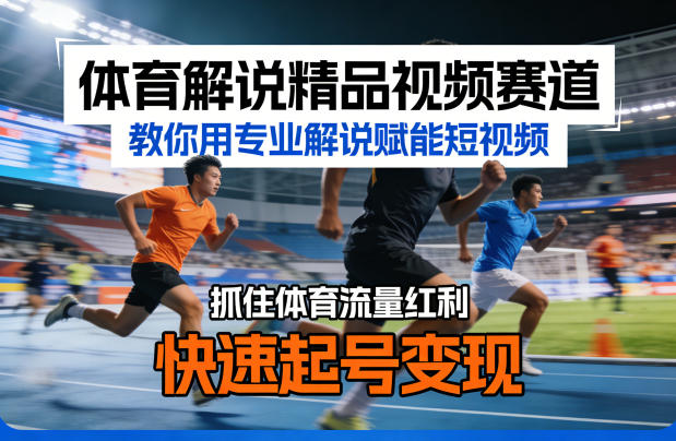 体育解说精品视频赛道,教你用专业解说赋能短视频,抓住体育流量红利,快速起号变现-网创百晓生