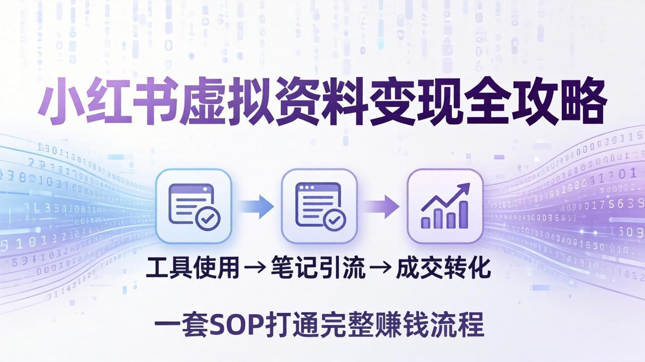 小红书虚拟资料变现全攻略：从工具使用到笔记引流成交，一套 SOP 打通完整赚钱流程-网创百晓生