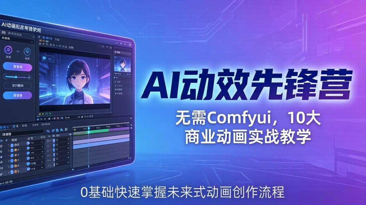 AI 动效先锋营：无需Comfyui，10大商业动画实战教学，0基础快速掌握未来式动画创作流程-网创百晓生