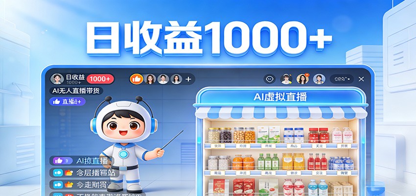不用露脸不用说话，24小时自动卖货赚钱，全天自动直播，收益看得见-网创百晓生