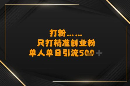 打粉只打精准创业粉，单人单日引流500+