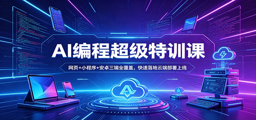 AI编程超级特训课：网页+小程序+安卓三端全覆盖，快速落地云端部署上线-网创百晓生