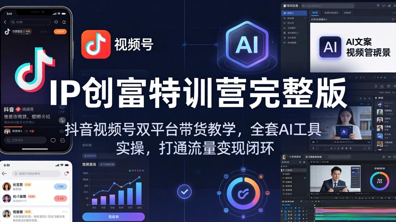 IP创富特训营完整版：抖音视频号双平台带货教学，全套AI工具实操，打通流量变现闭环-网创百晓生