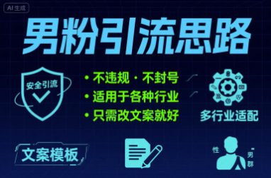 男粉引流思路不违规 不封号 适用于各种行业只需改文案就好
