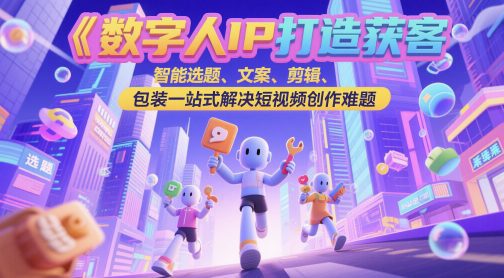 数字人IP打造获客变现实操课，智能选题、文案、剪辑、包装一站式解决短视频创作难题