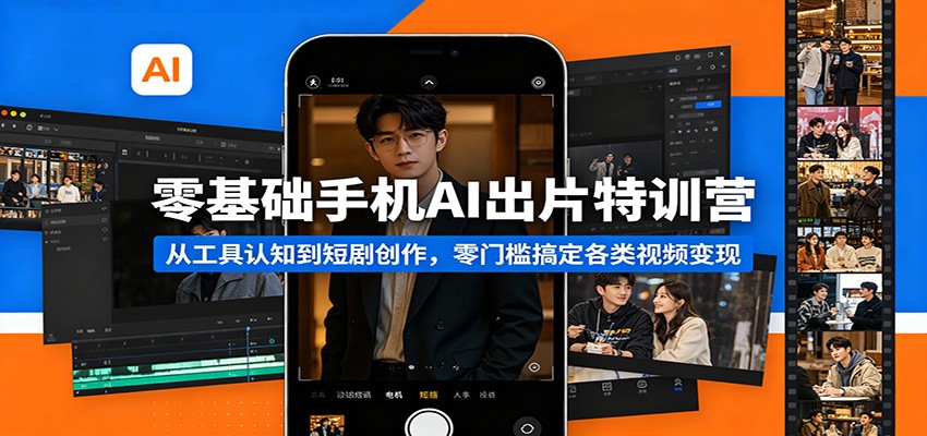 零基础手机AI出片特训营：从工具认知到短剧创作，零门槛搞定各类视频变现-网创百晓生