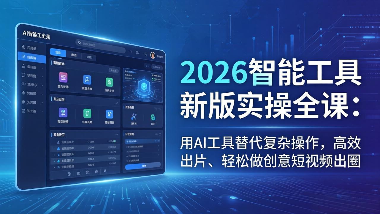 2026智能工具新版实操全课：用AI工具替代复杂操作，高效出片、轻松做创意短视频出圈-网创百晓生