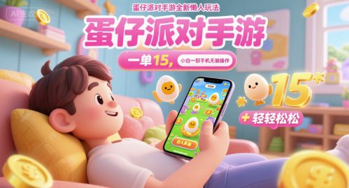 蛋仔派对手游全新懒人玩法，一单15.小白一部手机无脑 操作，日入多张+轻轻松松