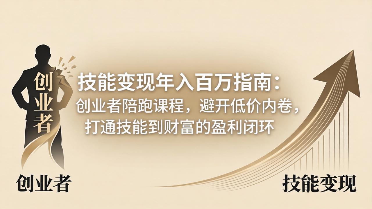 技能变现年入百万指南：创业者陪跑课程，避开低价内卷，打通技能到财富的盈利闭环-网创百晓生