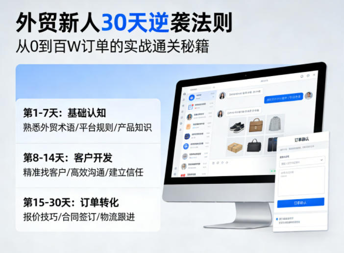 外贸新人30天逆袭法则,教你从0到百W订单的实战通关秘籍-网创百晓生