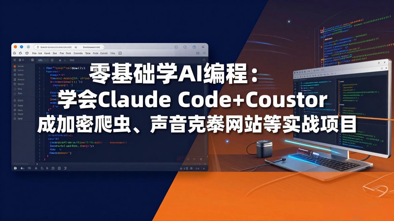 零基础学AI编程：学会Claude Code+Cursor完成加密爬虫、声音克隆网站等实战项目-网创百晓生
