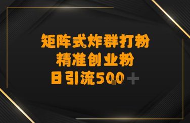 矩阵炸群打粉，日引流500+精准创业粉
