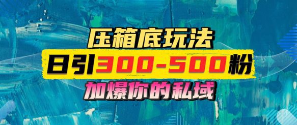 一天引流300-500粉，加爆你的私域，且都是实时变现，轻松日入多张