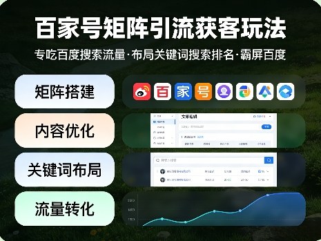 百家号矩阵引流获客玩法，专吃百度搜索流量，布局关键词搜索排名，霸屏百度-网创百晓生